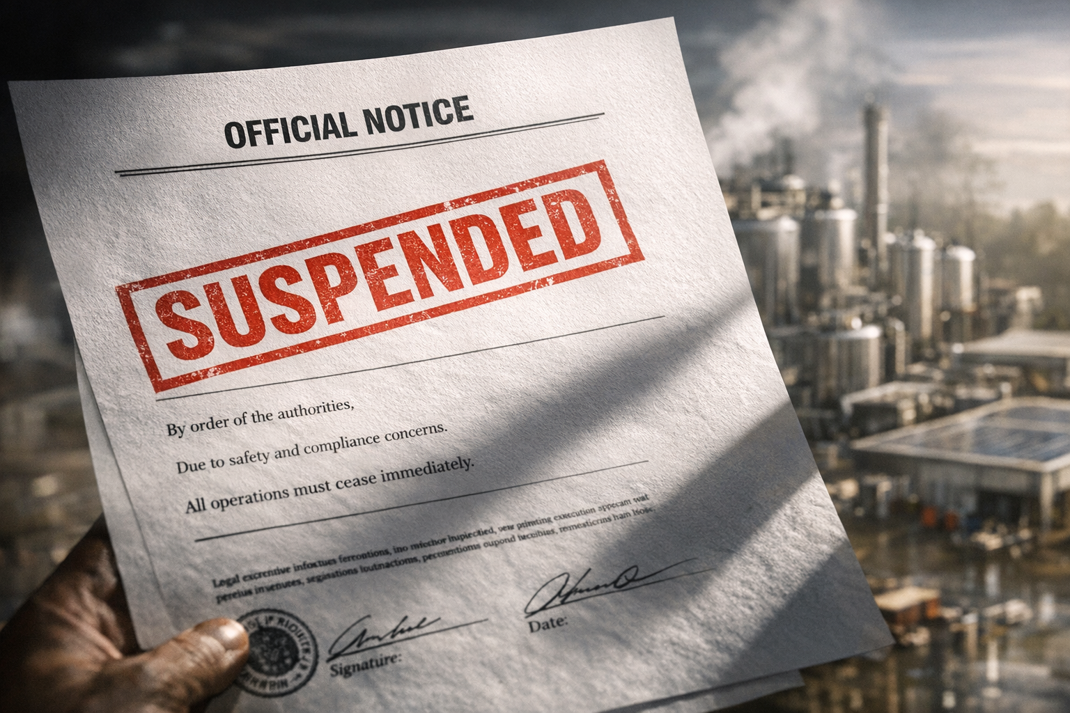 Suspensión o clausura ambiental